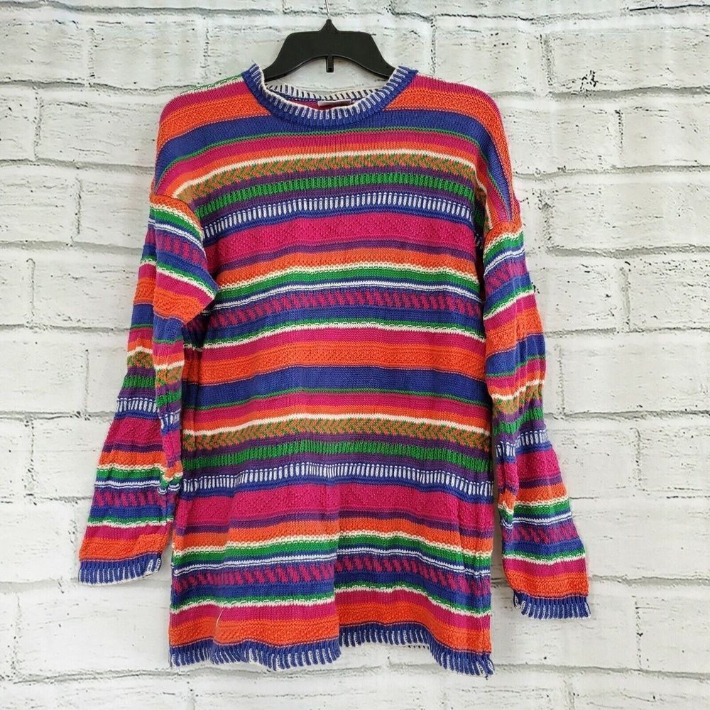 Vintage '90s Hasting & Smith Womens Multi Color Striped Sweater Medium